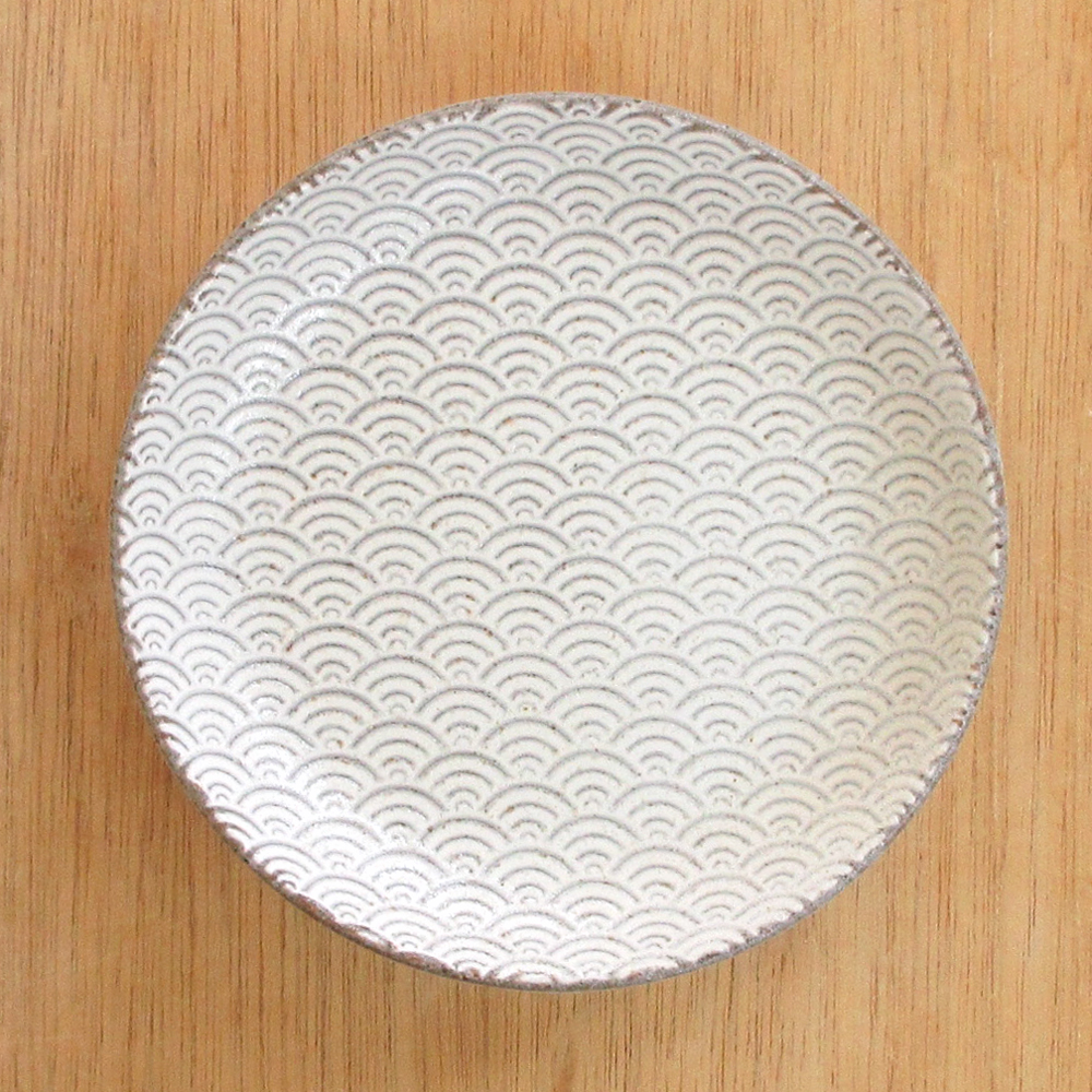 小皿 取り皿 13cm 和食器 シンプル おしゃれ 四季彩陶器 美濃焼 業務用 粉引 青海波 52283009