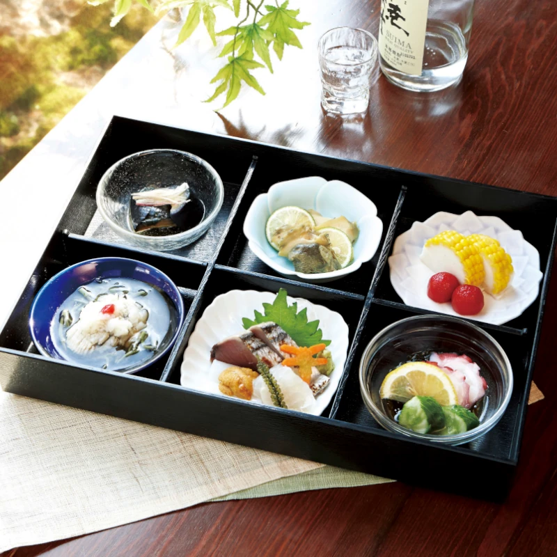 豆皿定食 和食器 おしゃれ 松花堂弁当箱 懐石料理 豆皿 小鉢 セット 薬味皿 陶器 四季彩陶器 美濃焼 業務用 風セット 六つ仕切り 54600065