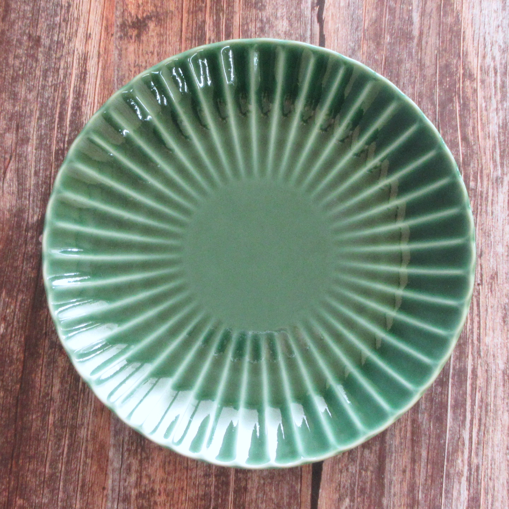 パスタ皿 カレー皿 24cm 中皿 メイン皿 陶器 四季彩陶器 美濃焼 業務用 かすみ 緑 56171000