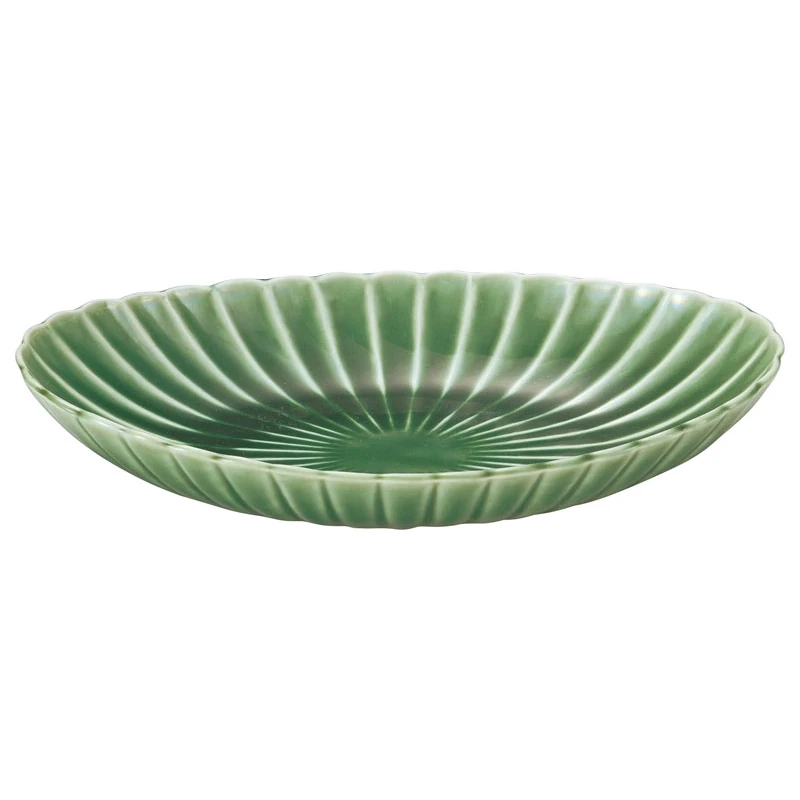 楕円皿 13cm 小皿 前菜皿 オーバルプレート 和食器 陶器 四季彩陶器 美濃焼 業務用 かすみ 緑 56171077