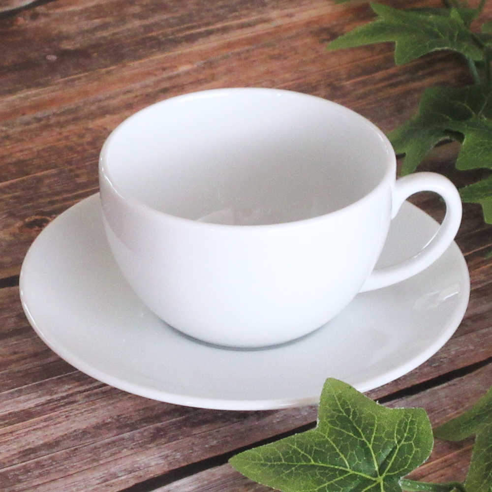 ラテカップ コーヒーカップソーサー 290ml 白磁 白 ミラノ おしゃれ 業務用 美濃焼 四季彩陶器