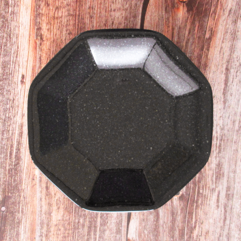 八角皿 チャーハン皿 シューマイ皿 19cm 黒 おしゃれ 中華皿 八角 陶器 シンプル 黒 四季彩陶器 美濃焼 業務用 黒中華 黒御影 11-206-12
