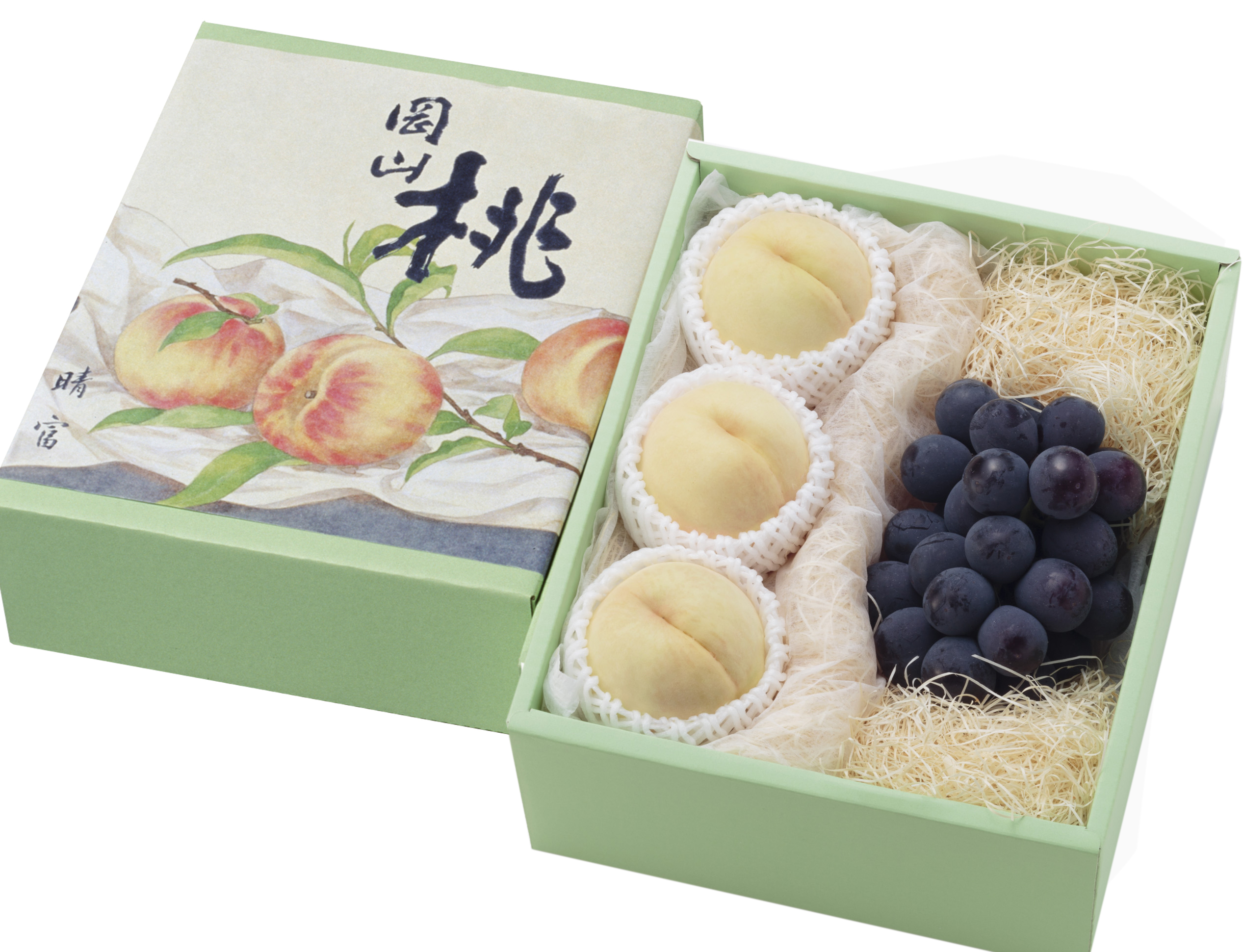 ★予約販売【岡山県】岡山産白桃3玉・ニューピオーネ1房【産地直送】［送料込］