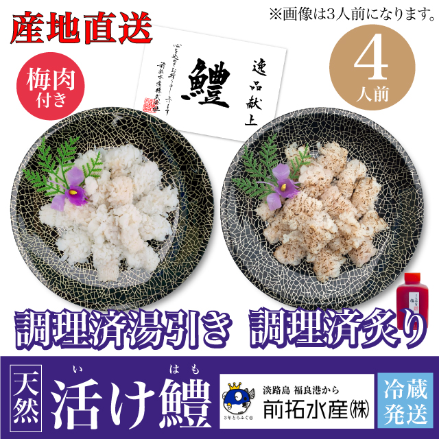 【兵庫県・前拓水産】活け鱧 湯引き＆炙り食べ比べセット４人前【産地直送・同梱不可】