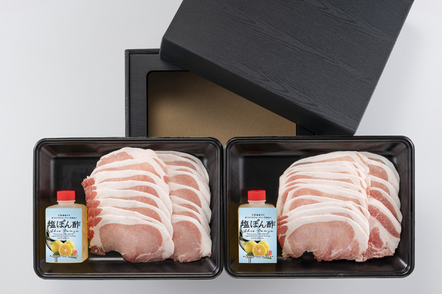 【岡山県】おかやまピーチポークとくめなん柚子の塩ぽん酢のしゃぶしゃぶセット600g【産地直送・同梱不可】