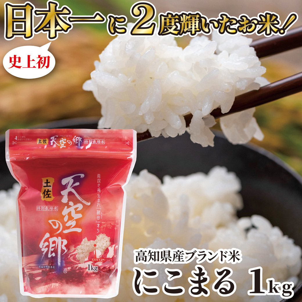 【日本一2度受賞！】 にこまる 1kg×1袋セット 令和7年産 高知県産  特別最高金賞受賞 皇室献上米 天空の郷