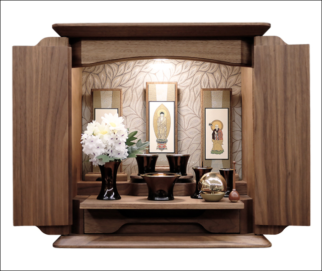 14号リーフウォールナット-フォトギャラリー仏具設置