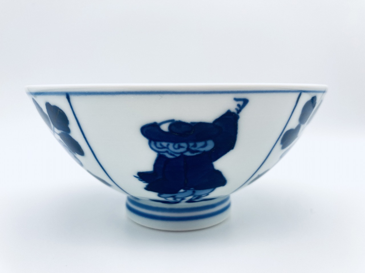割牡丹三人異人4.3寸浅飯碗