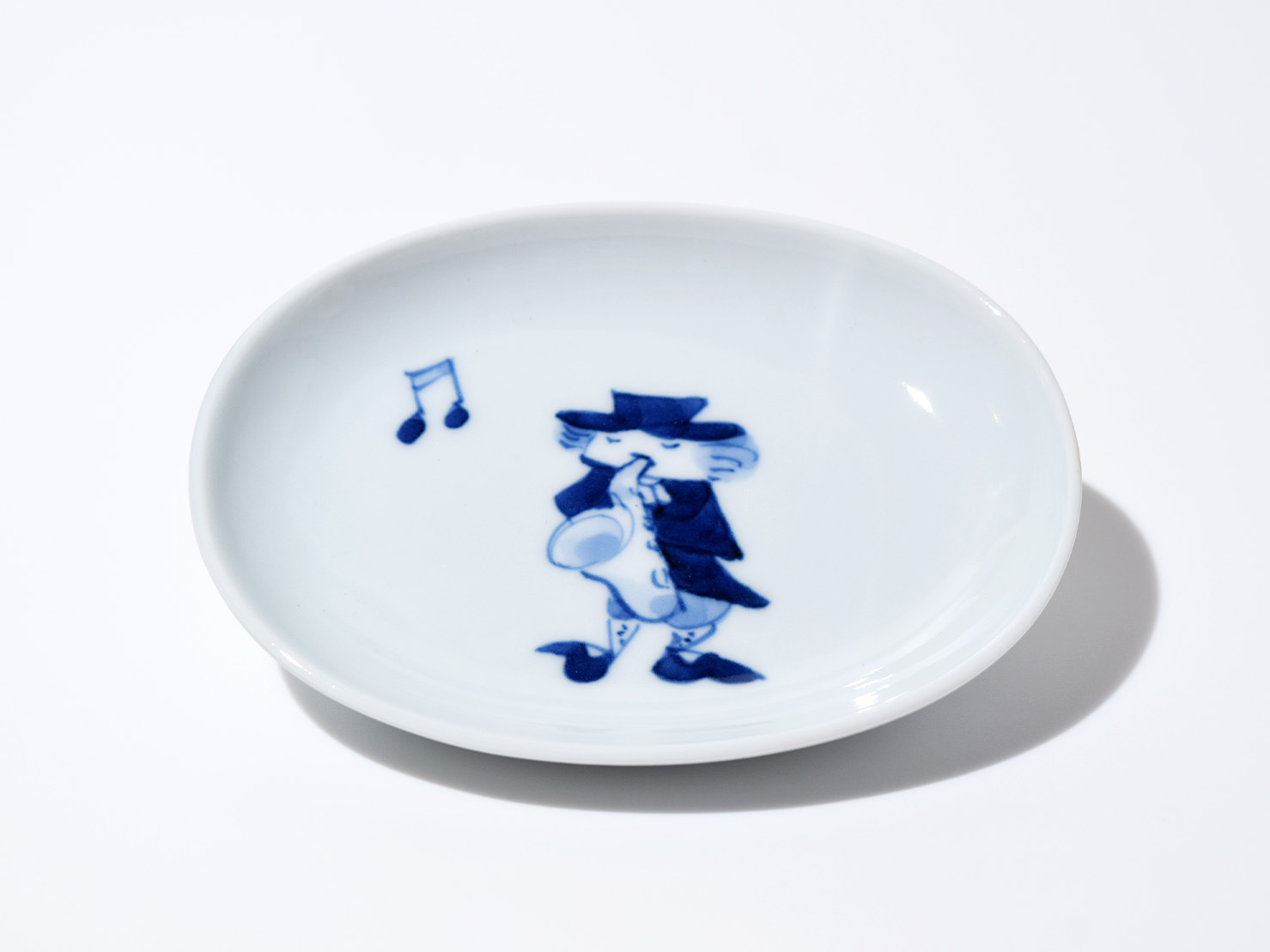 南蛮人音小判皿 サックス しん窯青花 