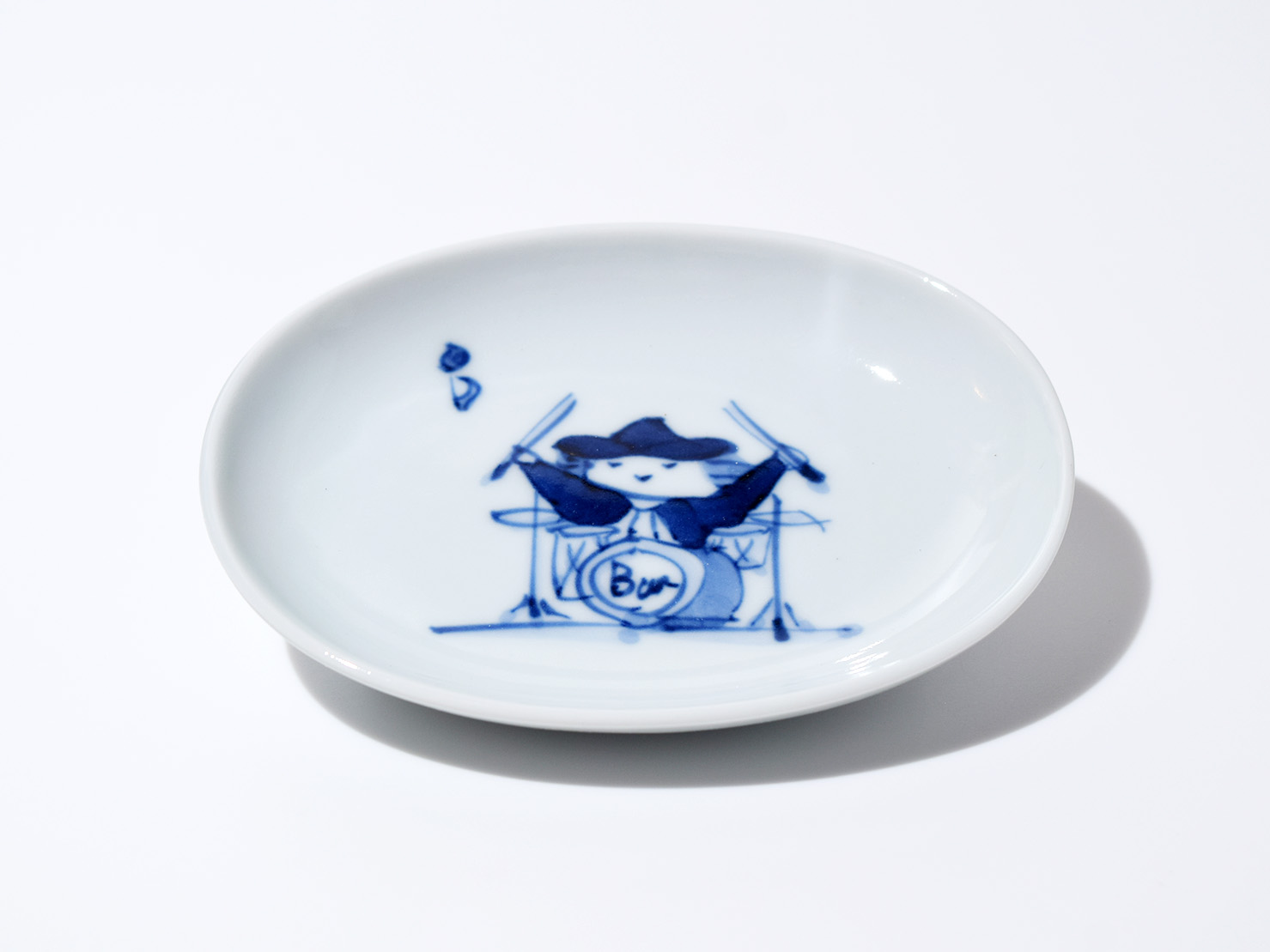 南蛮人音小判皿 ドラム しん窯青花 