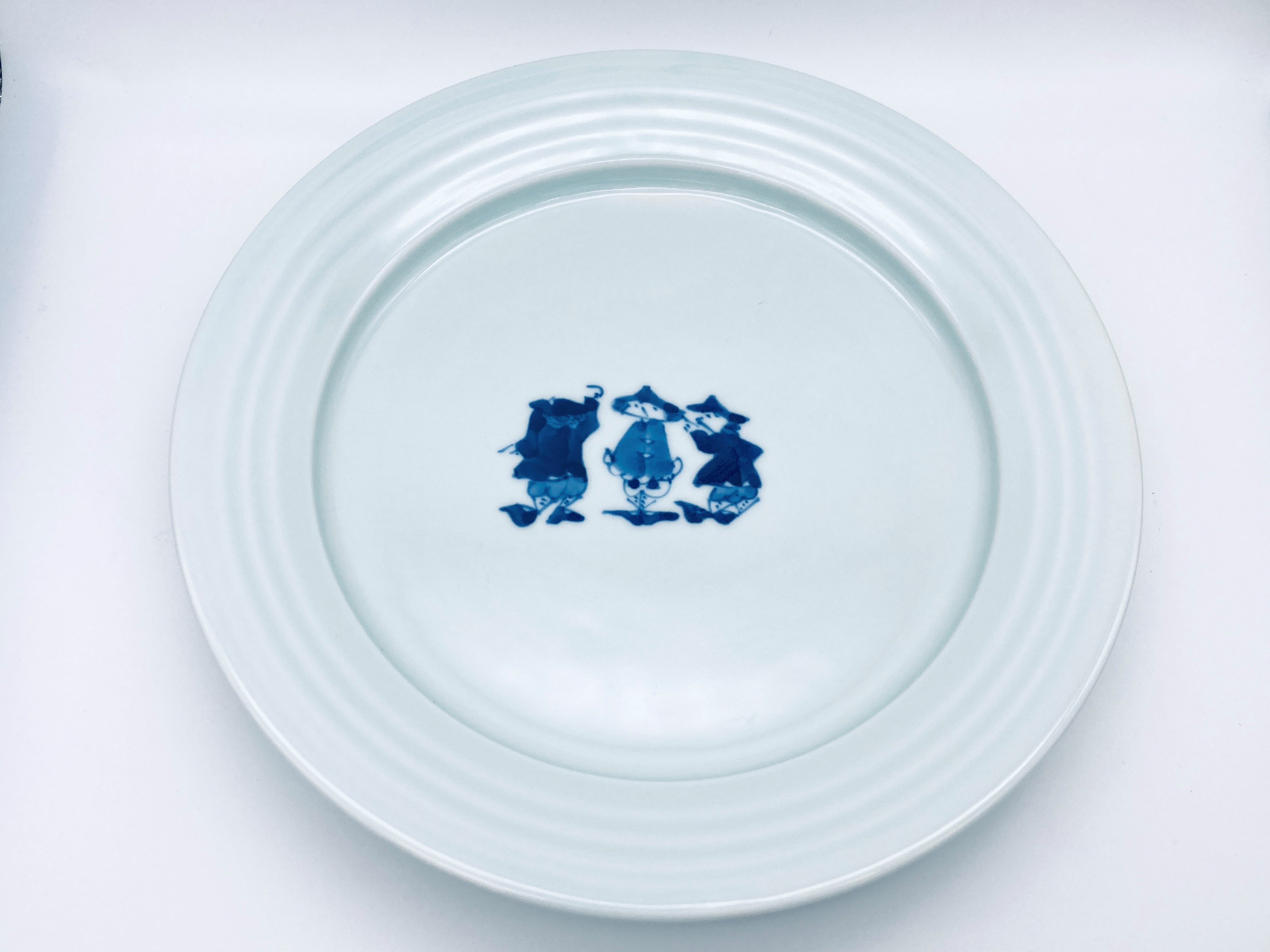 mo三人異人LAKTAK 8寸皿 しん窯 青花 しん窯 青花