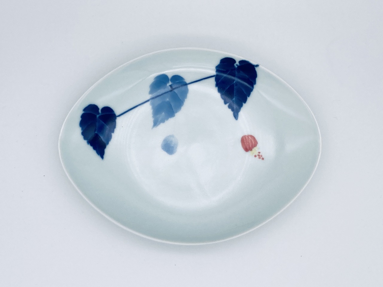 moアブチロン舟型銘々皿 しん窯青花匠