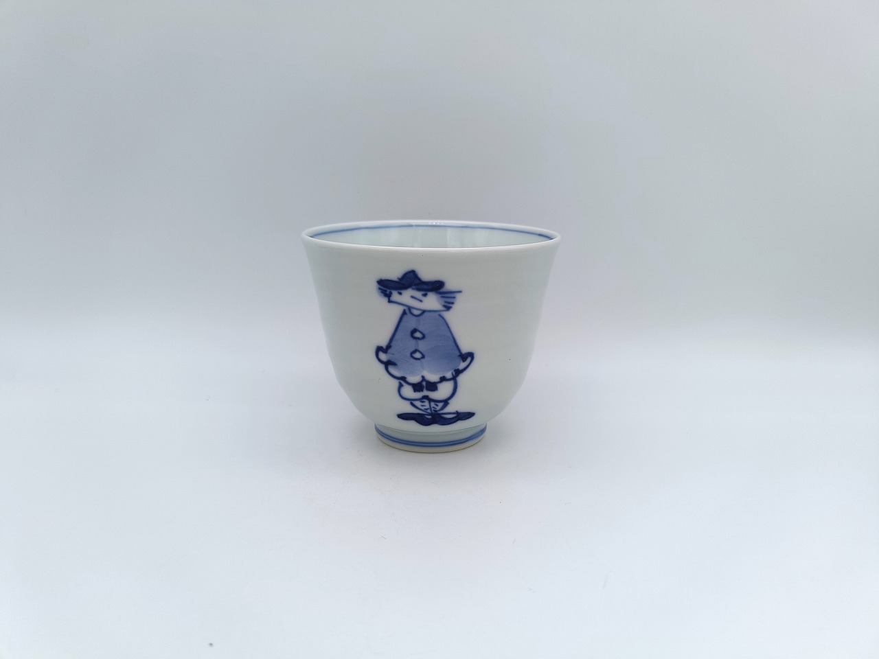 濃マント異人　線段湯呑　しん窯青花　限定商品