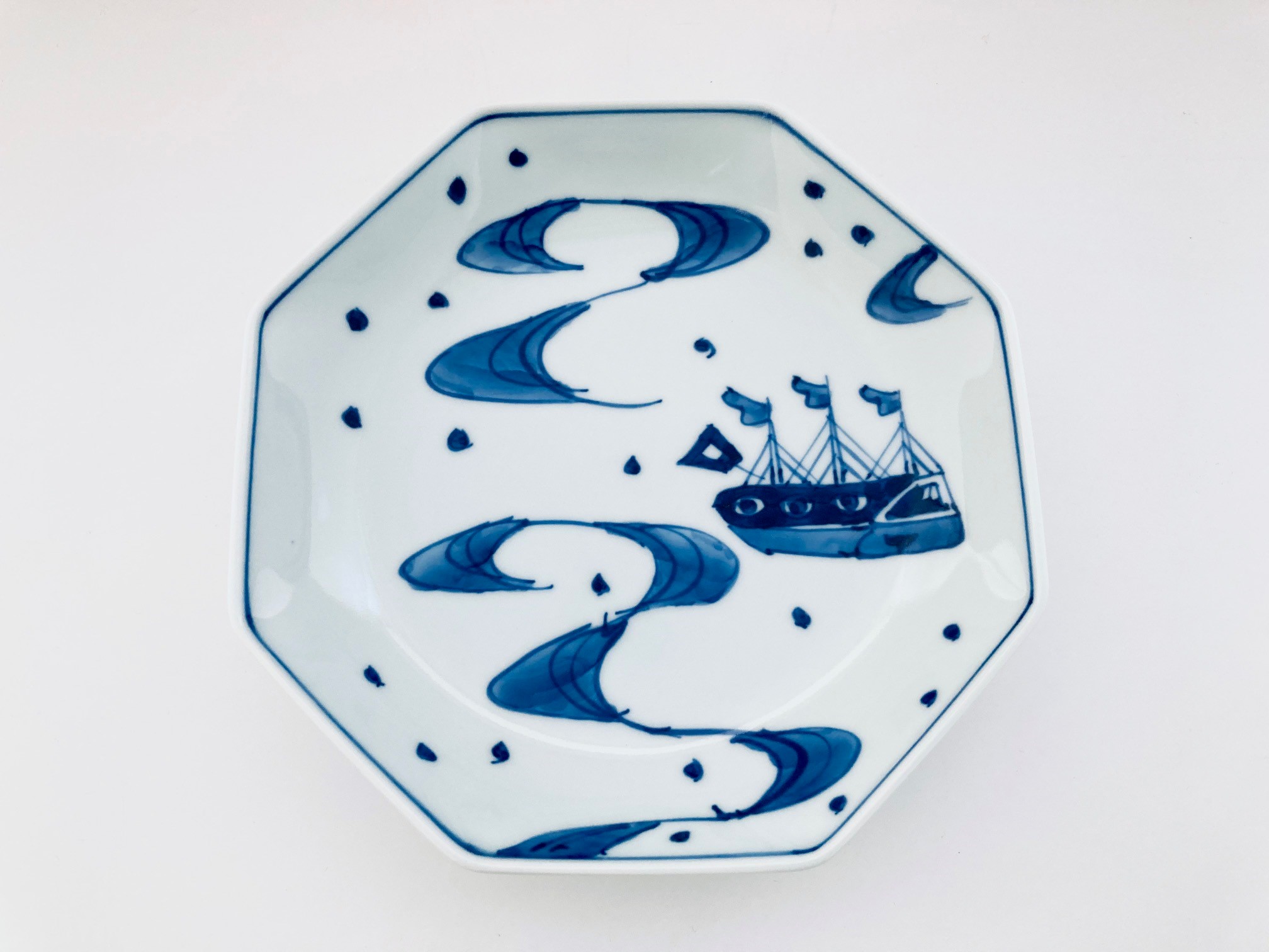 mo大航海 正八角６寸皿 しん窯青花
