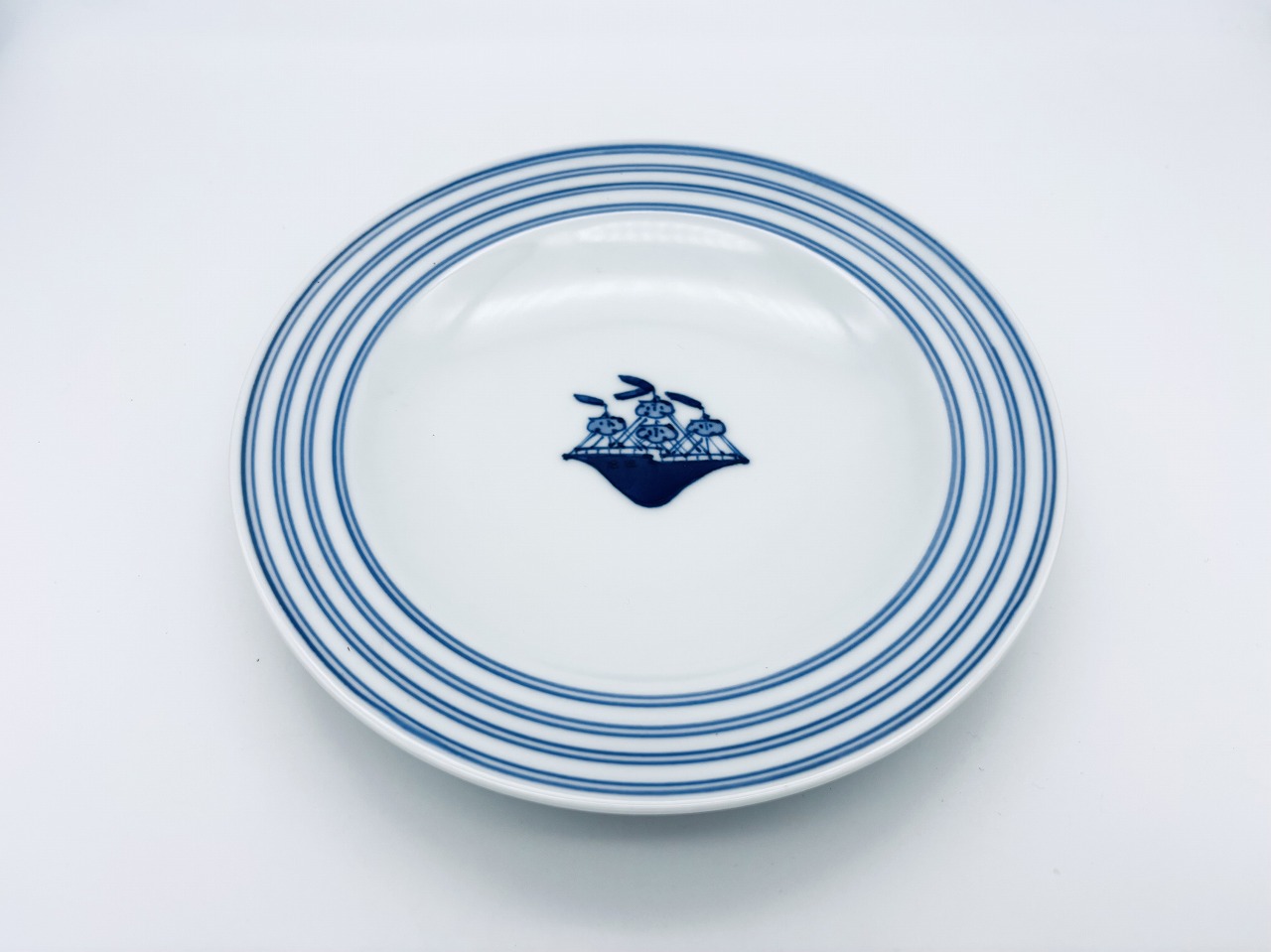 帆船プチケーキ皿 しん窯 青花