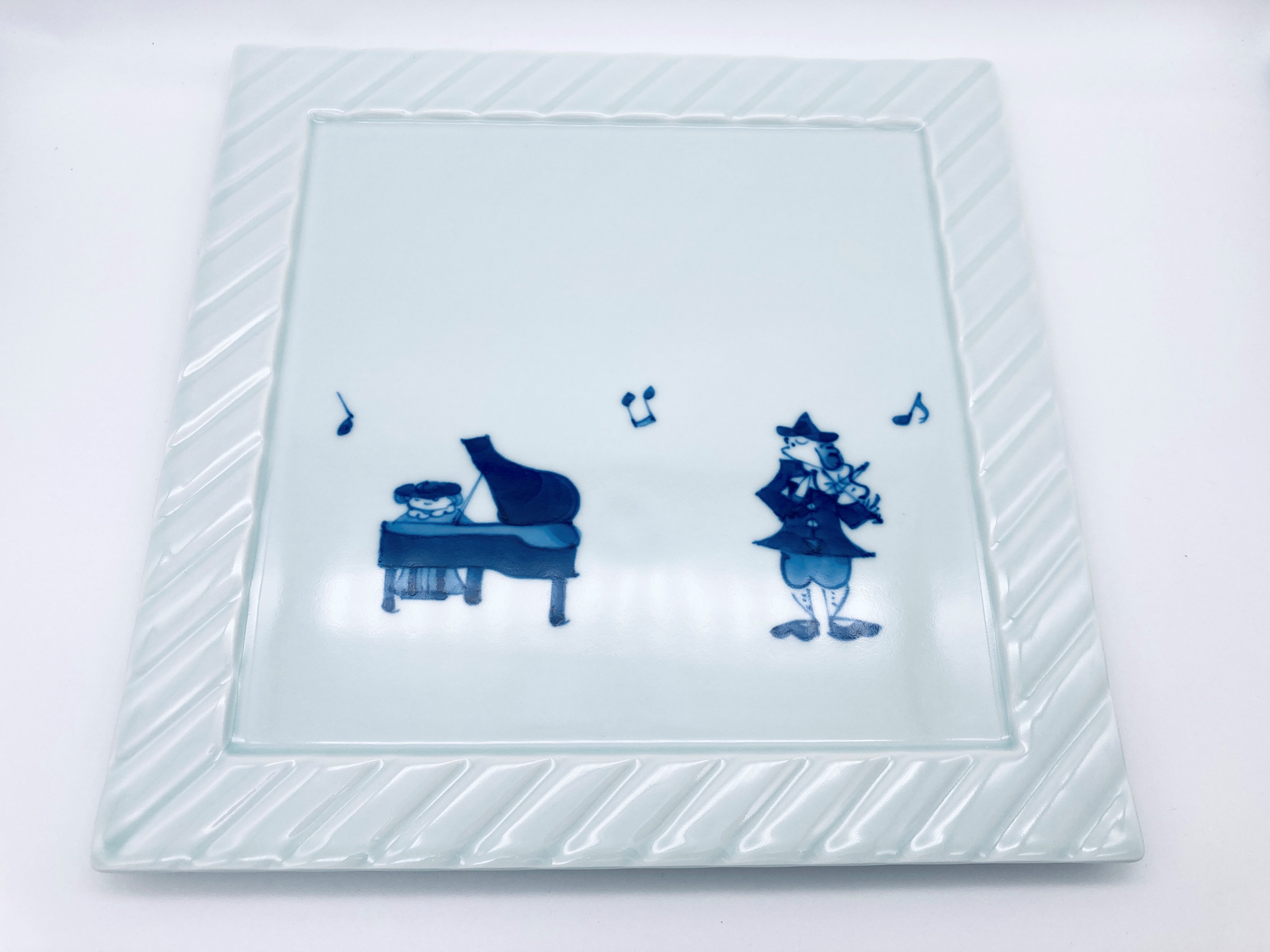 mo二重奏ストライプMプレート しん窯青花