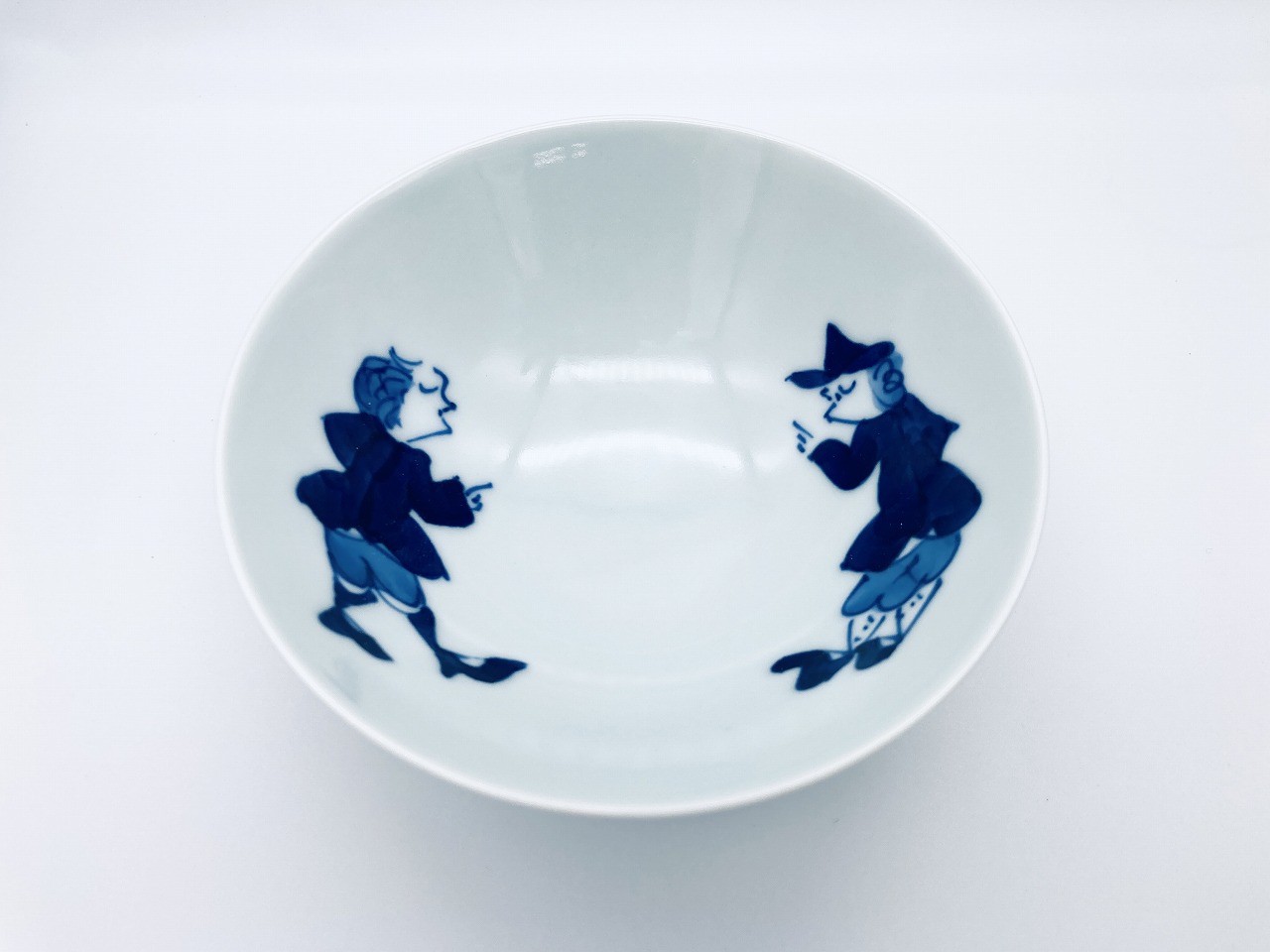 二人異人4.3浅飯碗 しん窯 青花 限定商品
