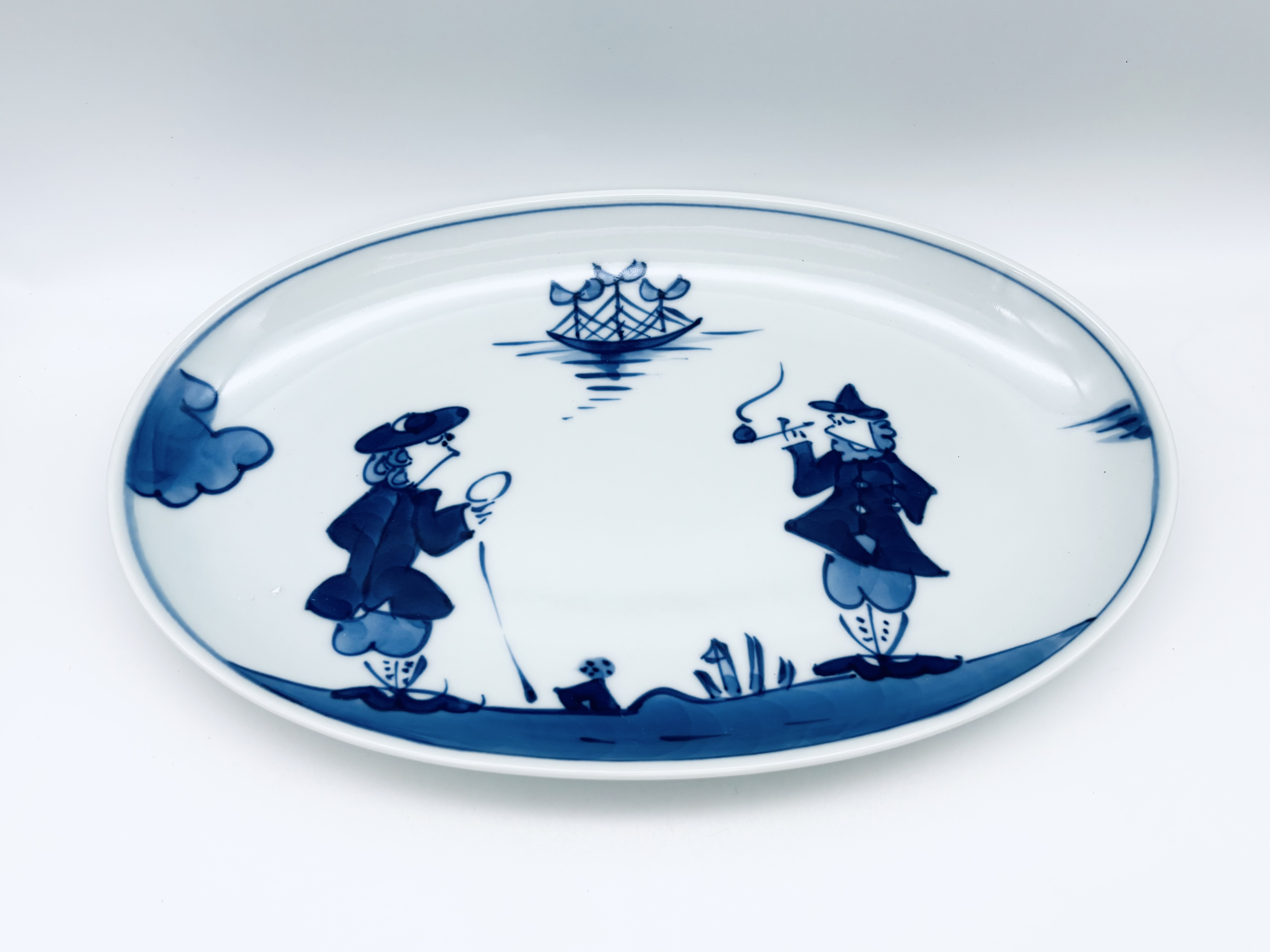 二人異人小判幅広焼皿