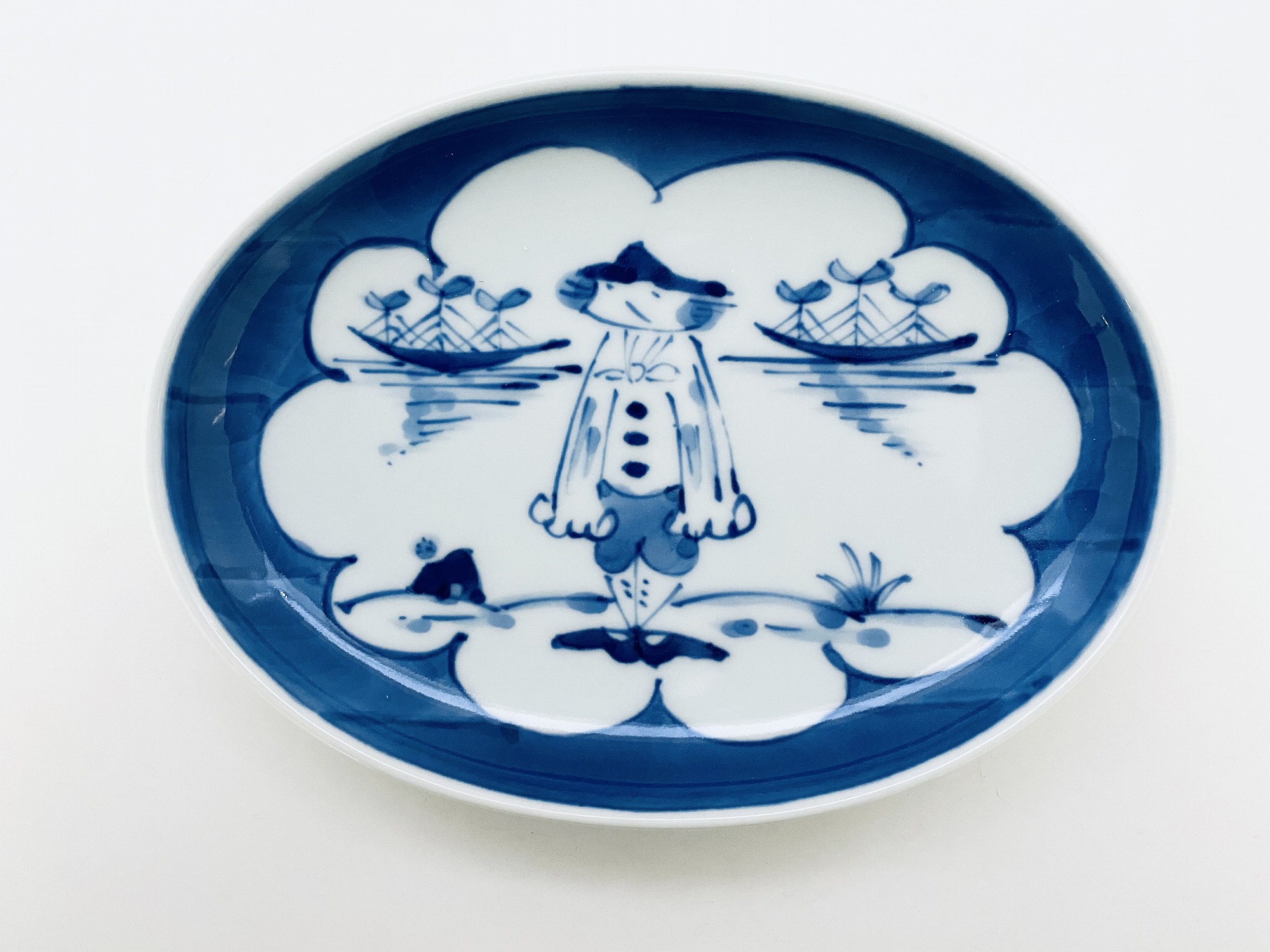 mo雲間取マント異人小判銘々皿 しん窯青花