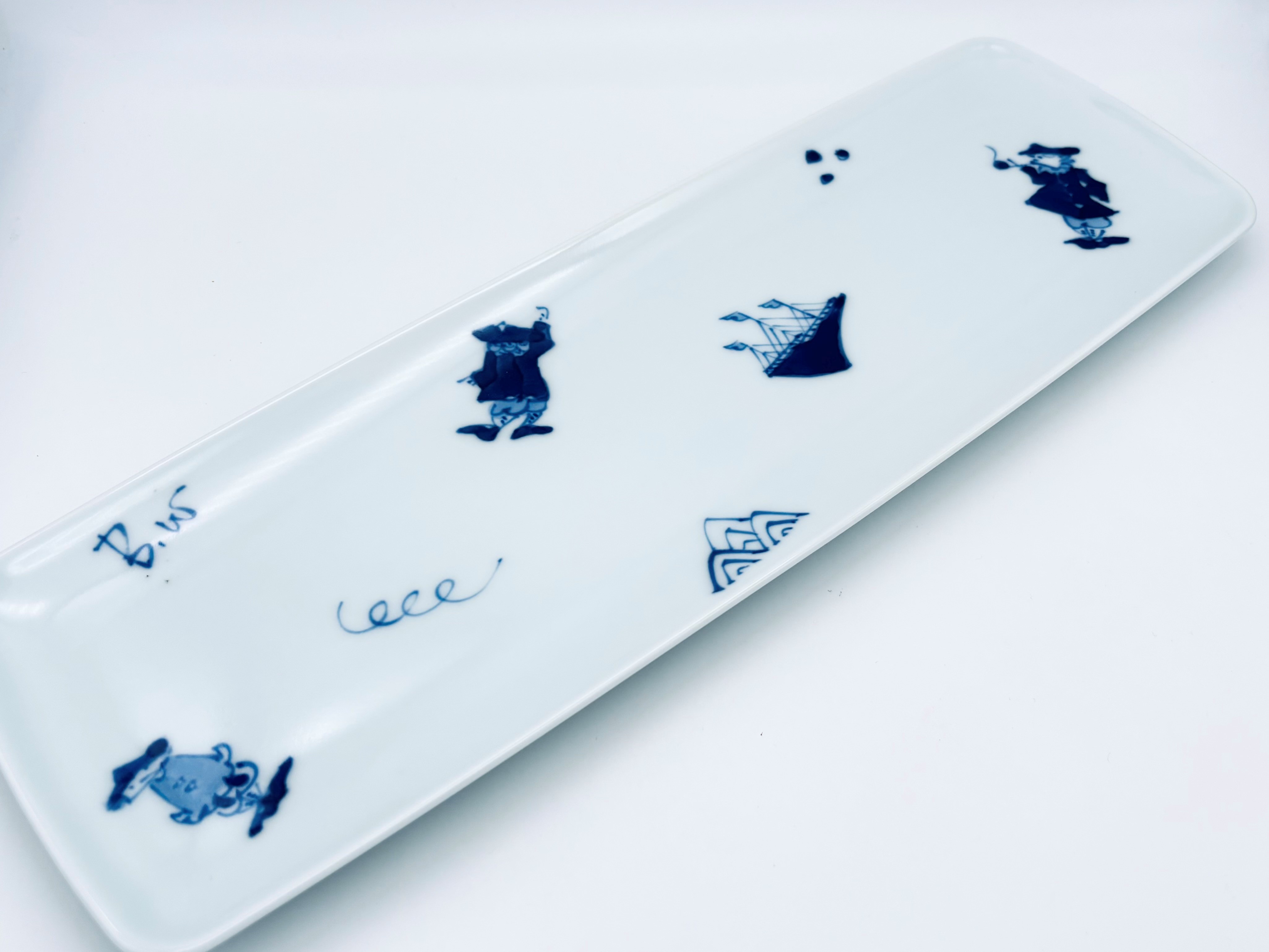 異人づくし長角皿