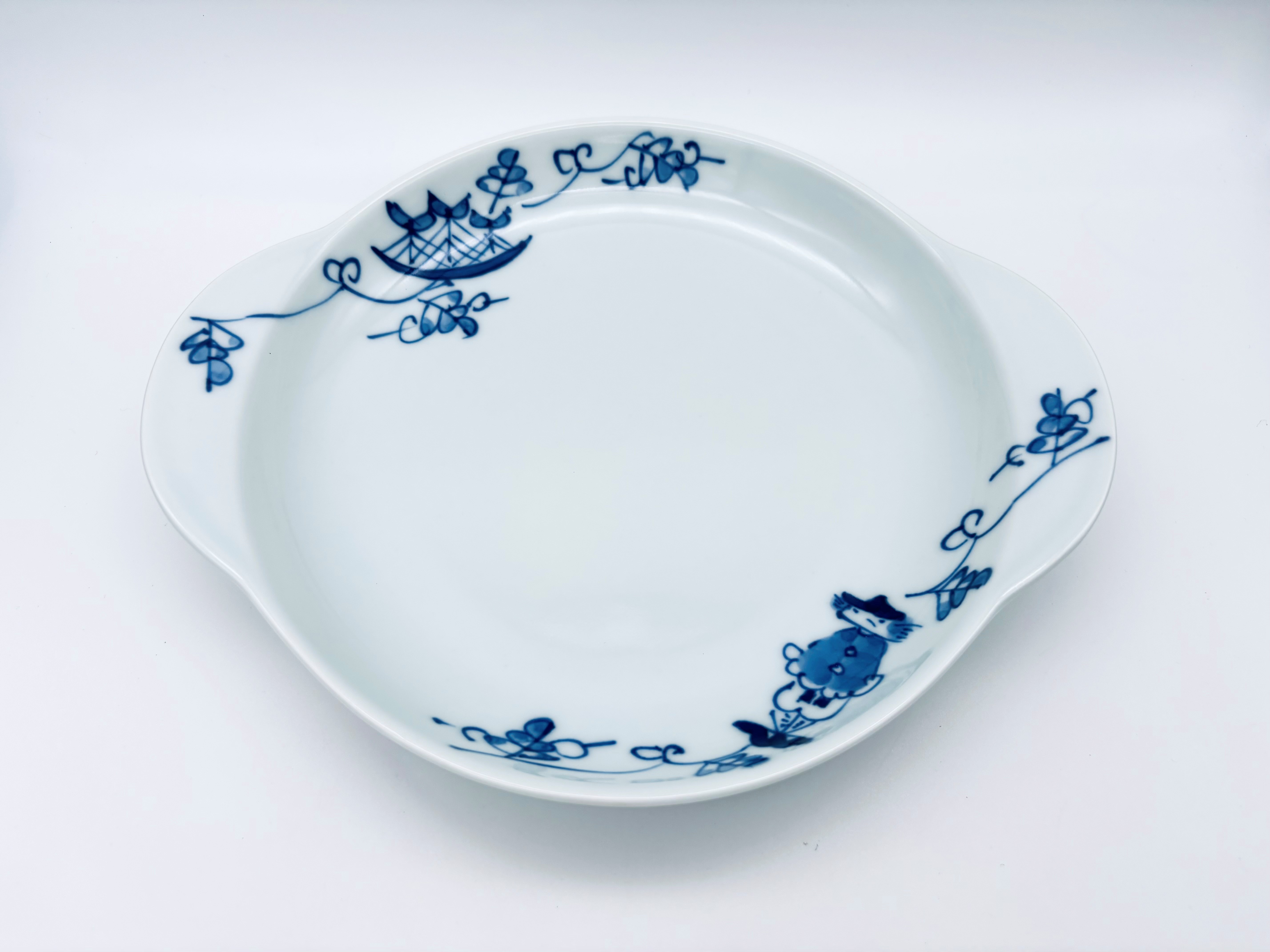 唐草異人耳付皿(小)