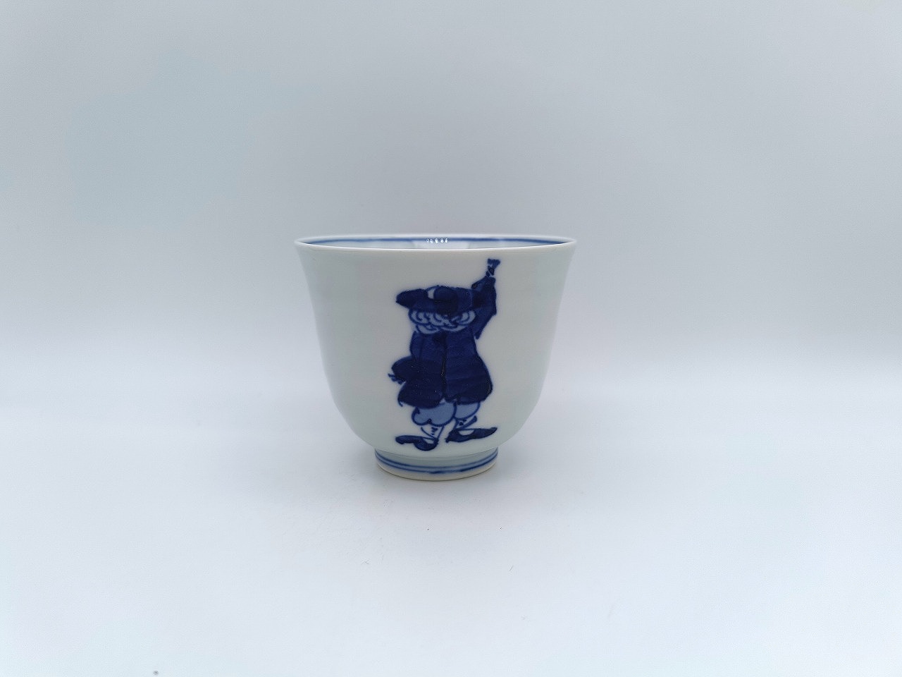 カール紅毛人　線段湯呑　しん窯青花　限定商品