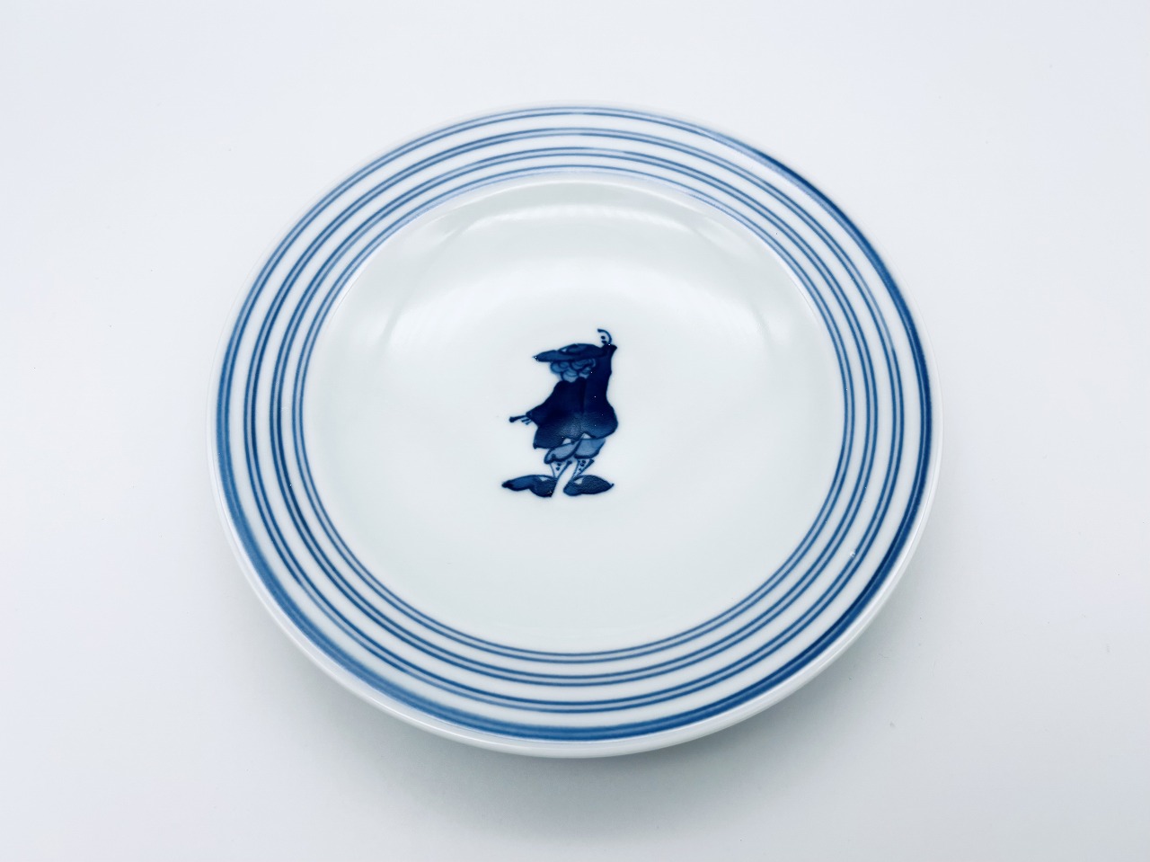 異人船の飾り皿 有田焼 しん窯青花 船と異人シリーズ 絵変わり八方割15cm皿(3枚