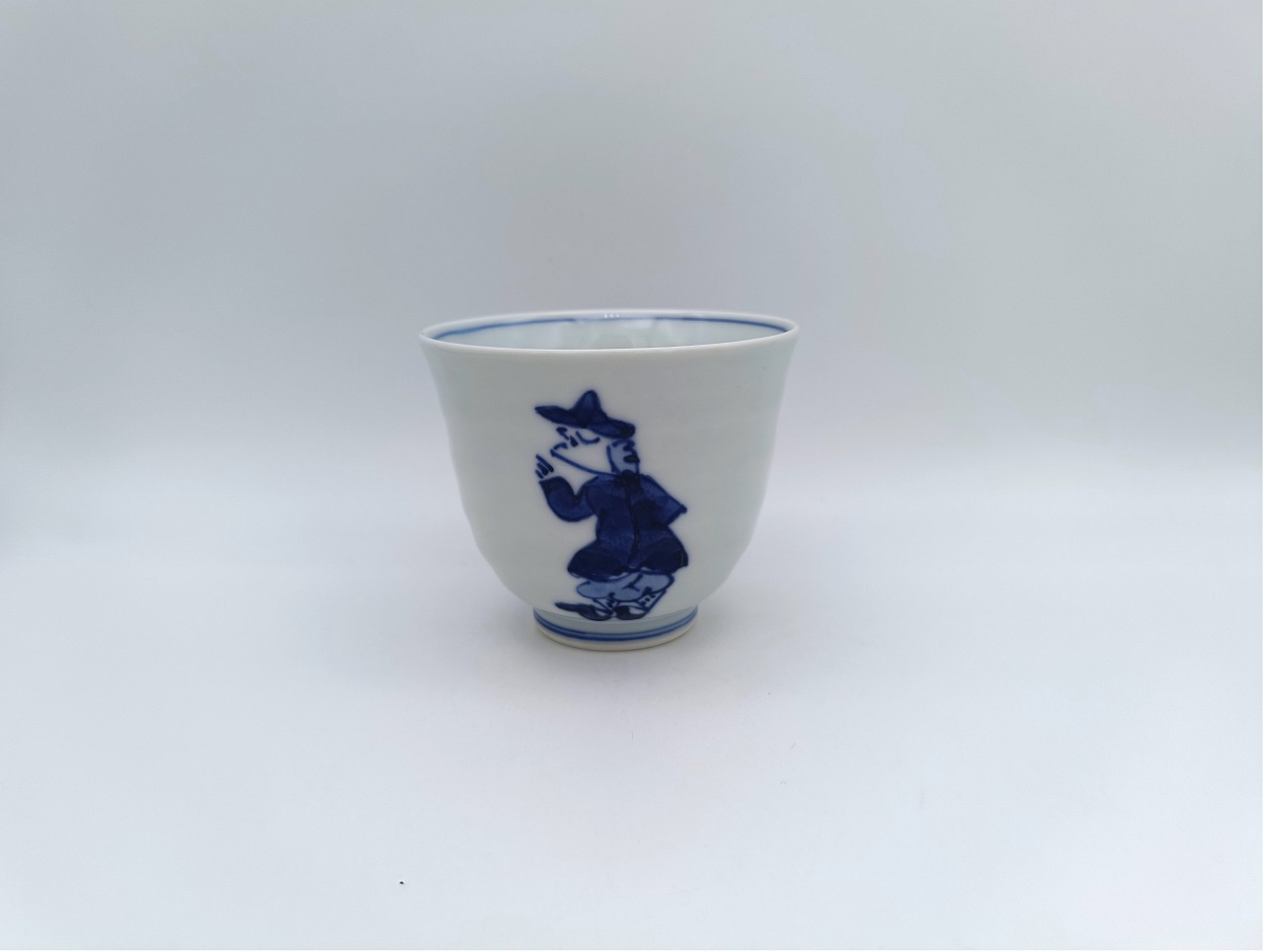 紅毛人　線段湯呑　しん窯青花　限定商品