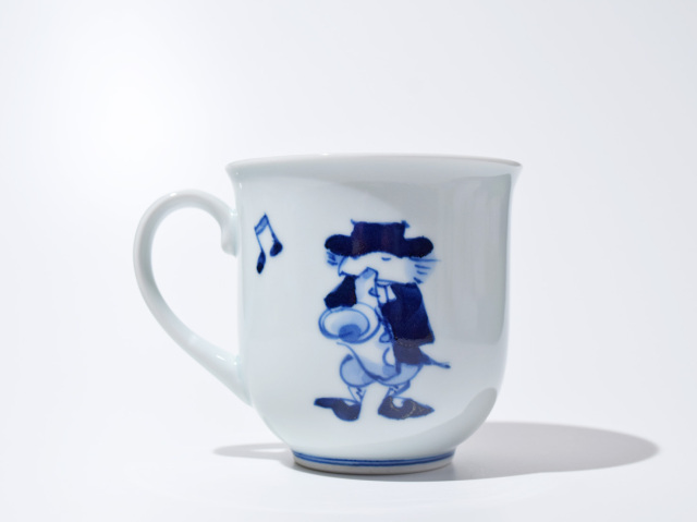 南蛮人音反マグカップ ドラム しん窯青花 
