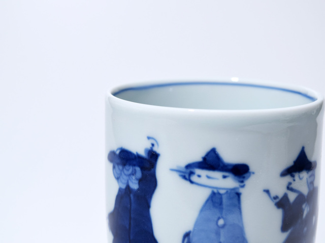 三人異人大湯呑 しん窯青花