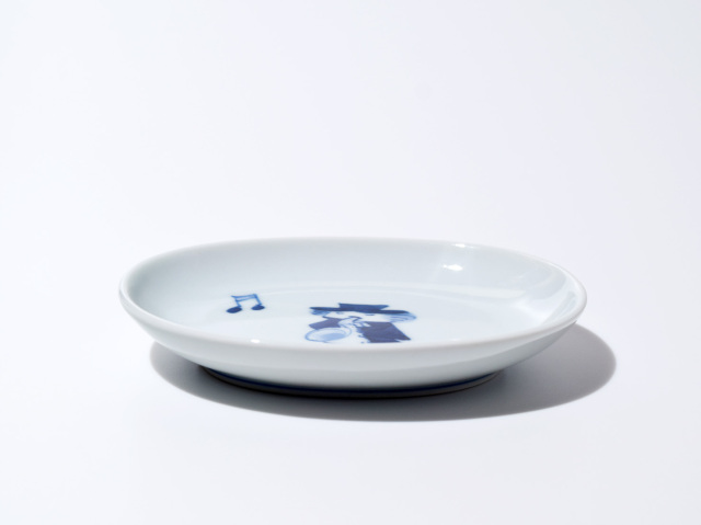 南蛮人音小判皿 サックス しん窯青花 