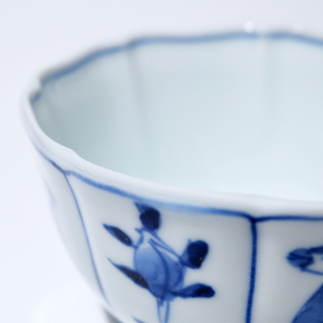 割マント異人木甲紅茶碗皿 しん窯 青花