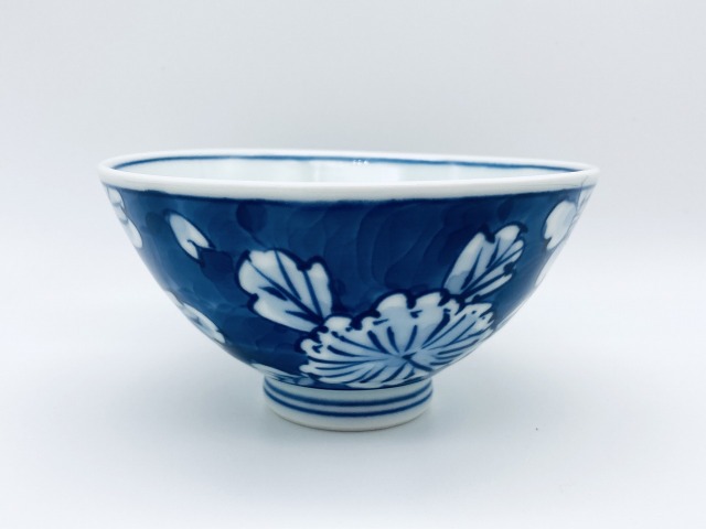 濃牡丹に桜手作り風3.5寸深飯碗