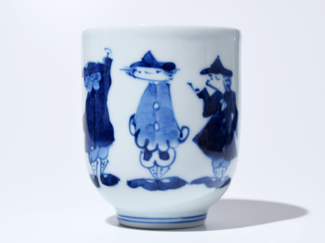 三人異人大湯呑 しん窯青花