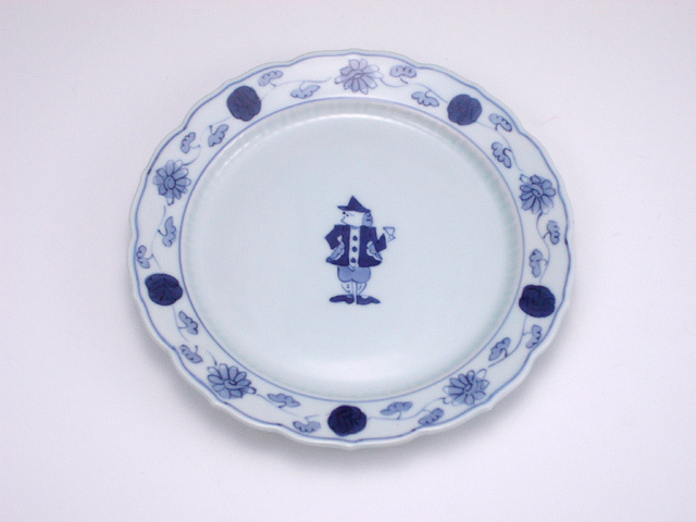 有田焼 青花 グラス異人桔梗渕６寸ケーキ皿