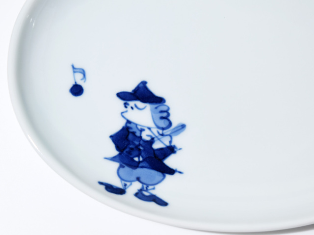 南蛮人音小判銘々皿 バイオリン しん窯青花 