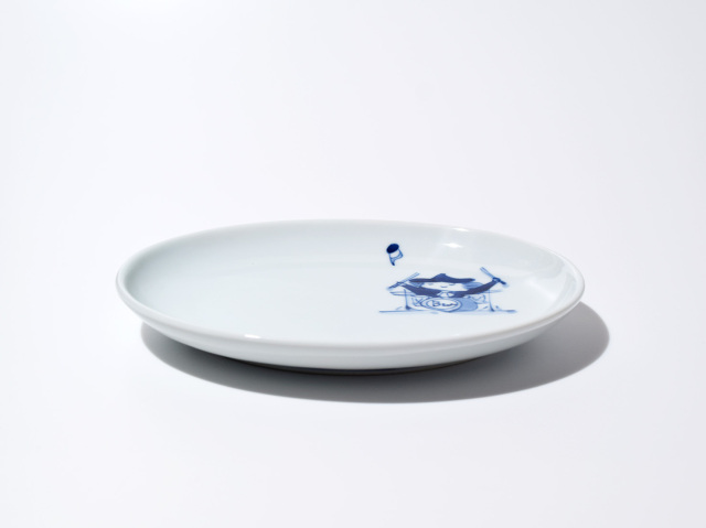 南蛮人音小判銘々皿 ドラム しん窯青花