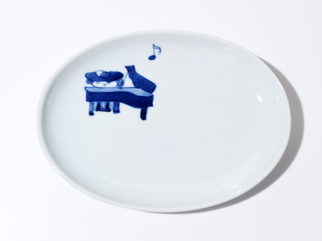南蛮人音小判銘々皿 ピアノ しん窯青花