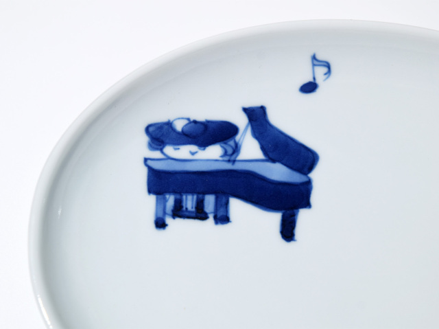 南蛮人音小判銘々皿 ピアノ しん窯青花