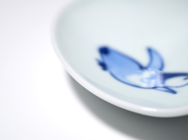 ハンドペイント青い花模様菓器 ハンドペイント青い花模様菓器