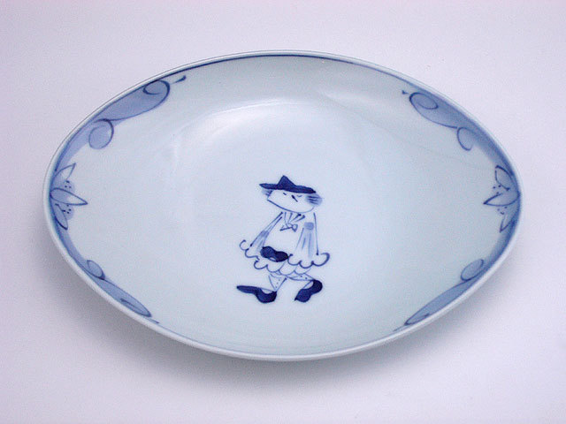 有田焼 青花 マント異人舟型銘々皿