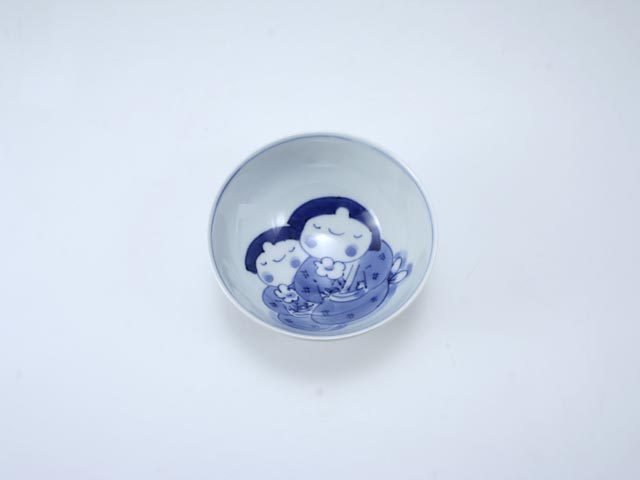 ふたりっこ3.2寸丸飯碗 しん窯 青花