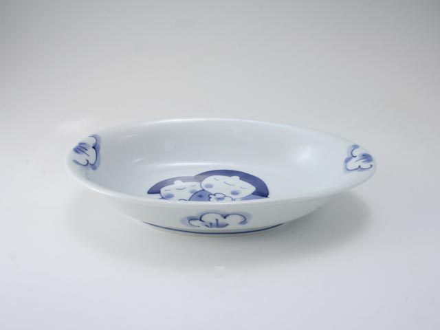 ふたりっこ子供用カレー皿 しん窯 青花