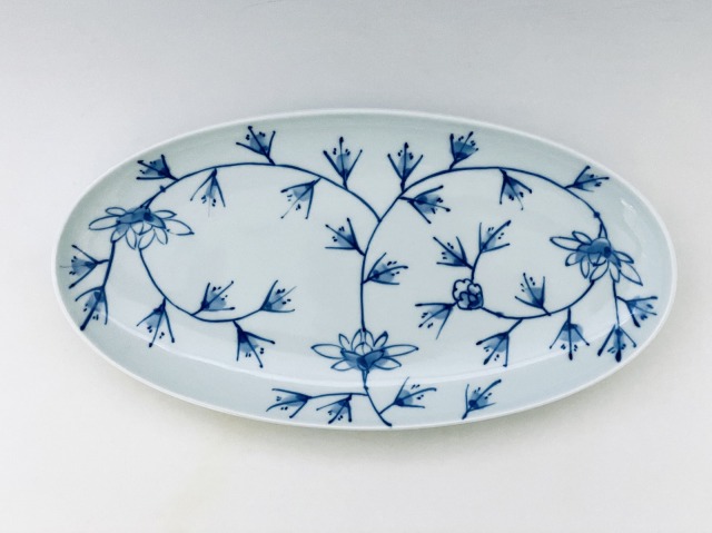 mo小判パーティー皿 HANAKARAKUSA しん窯 青花