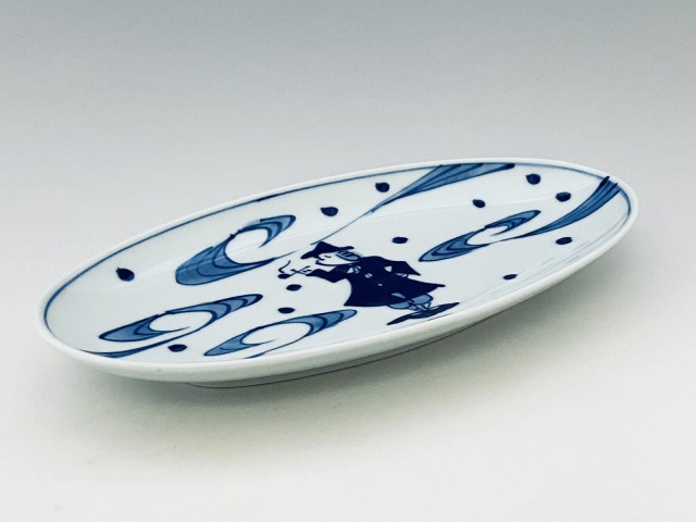 大航海小判焼皿 しん窯 青花