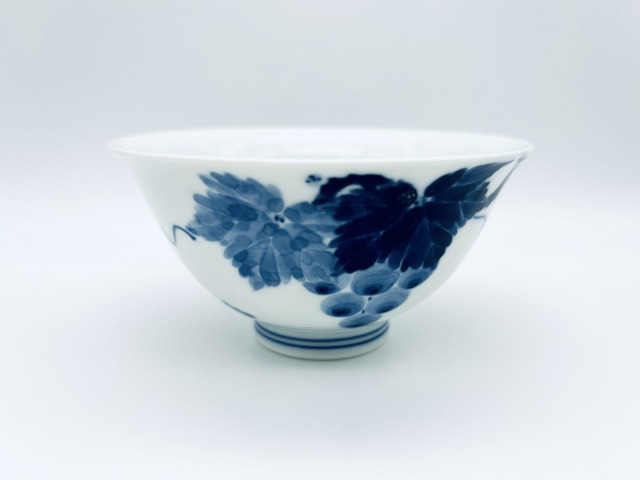 ぶどう3.5寸反飯碗 しん窯青花匠