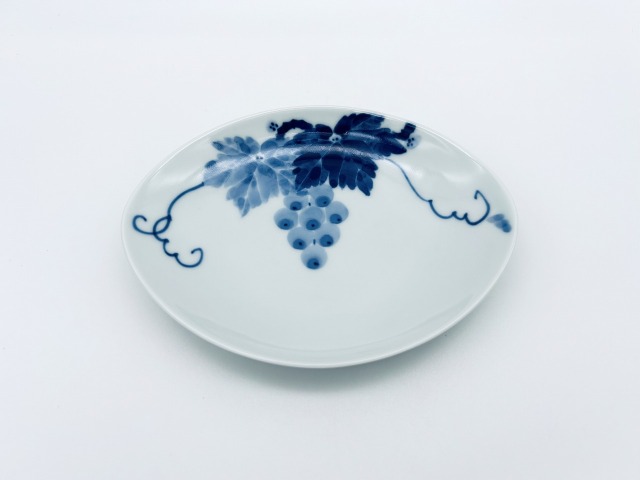 ぶどう舟型小皿 しん窯青花匠