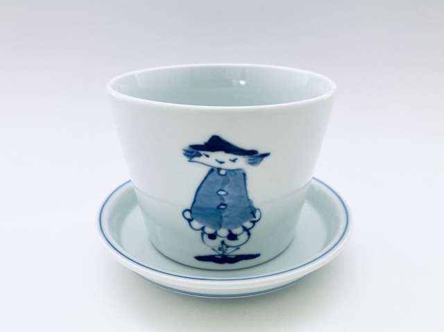 濃マント異人フラワーポット しん窯青花（底穴有）