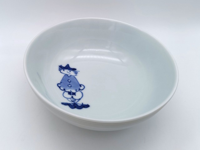 濃マント異人（線彫）４寸ボール　しん窯青花　限定商品