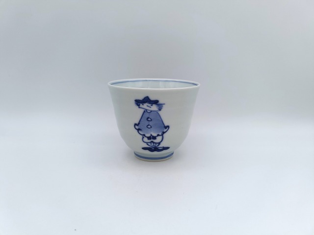 濃マント異人　線段湯呑　しん窯青花　限定商品